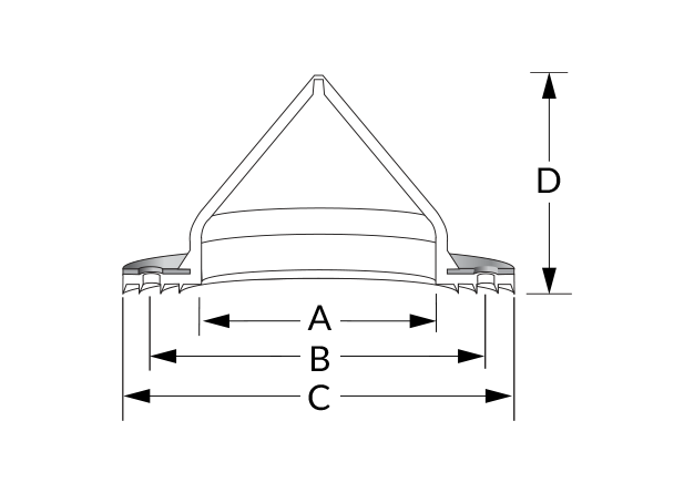 Pipetite cross-section showing dimensions A, B, C, D